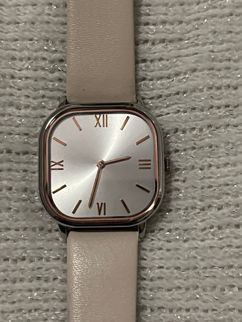 Minimal Square Face Watch in Light Beige